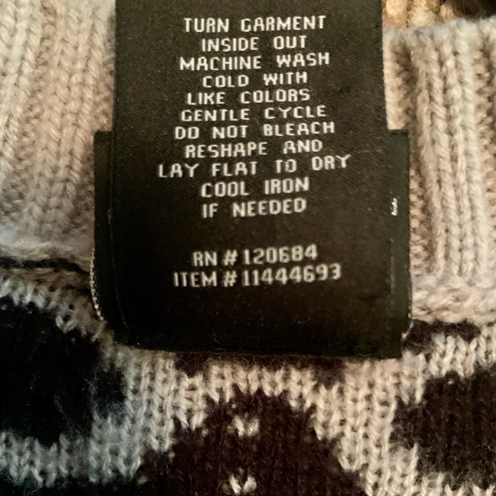 Hot Topic Harry Potter Fair Isle Gray Black Open Cardigan Medium - Picture 7 of 8